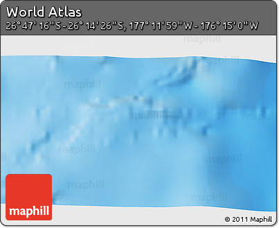 Physical 3D Map of the Area around 26° 30' 51" S, 176° 43' 29" W