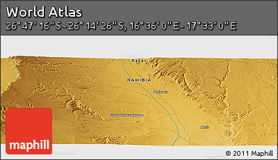 Physical Panoramic Map of the Area around 26° 30' 51" S, 17° 4' 30" E