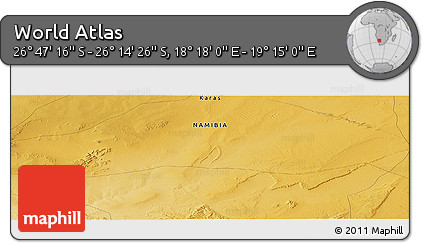 Physical Panoramic Map of the Area around 26° 30' 51" S, 18° 46' 29" E
