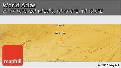 Physical Panoramic Map of the Area around 26° 30' 51" S, 18° 46' 29" E