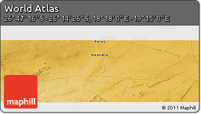 Physical Panoramic Map of the Area around 26° 30' 51" S, 18° 46' 29" E