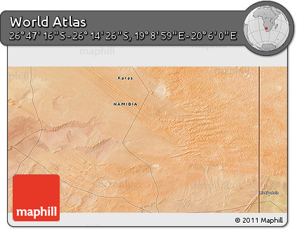 Satellite 3D Map of the Area around 26° 30' 51" S, 19° 37' 30" E
