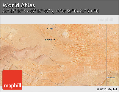 Satellite 3D Map of the Area around 26° 30' 51" S, 19° 37' 30" E