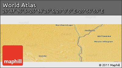 Physical Panoramic Map of the Area around 26° 30' 51" S, 20° 28' 30" E