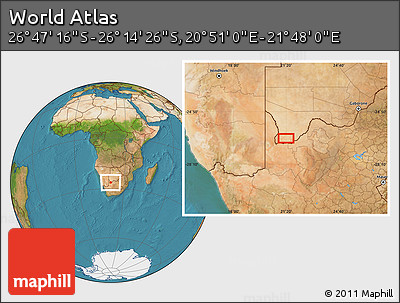 Satellite Location Map of the Area around 26° 30' 51" S, 21° 19' 30" E