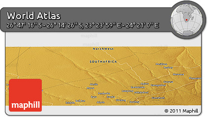 Physical Panoramic Map of the Area around 26° 30' 51" S, 23° 52' 30" E