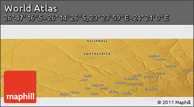 Physical Panoramic Map of the Area around 26° 30' 51" S, 23° 52' 30" E