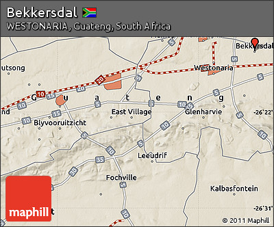 Shaded Relief Map of Bekkersdal