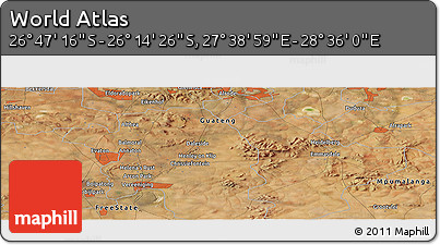 Satellite Panoramic Map of the Area around 26° 30' 51" S, 28° 7' 30" E