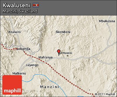 Shaded Relief 3D Map of Kwaluseni