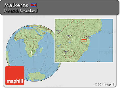 Savanna Style Location Map of Malkerns