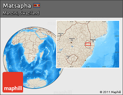 Shaded Relief Location Map of Matsapha