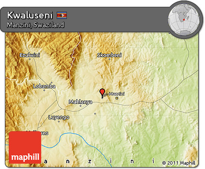 Physical Map of Kwaluseni
