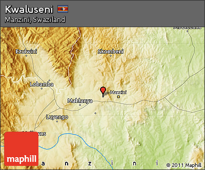 Physical Map of Kwaluseni