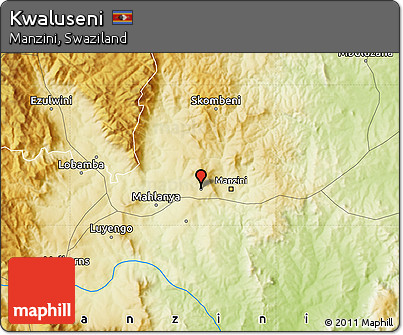 Physical Map of Kwaluseni