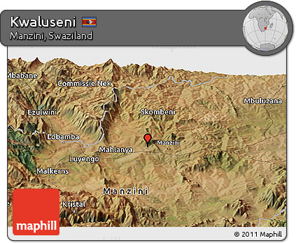 Satellite Panoramic Map of Kwaluseni