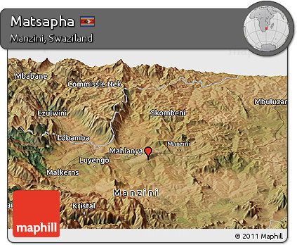 Satellite Panoramic Map of Matsapha