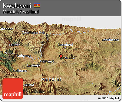 Satellite Panoramic Map of Kwaluseni