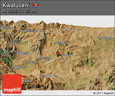 Satellite Panoramic Map of Kwaluseni