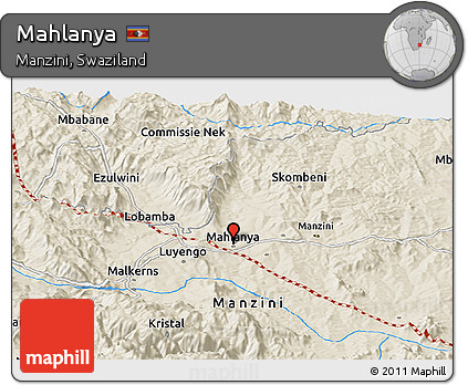 Shaded Relief Panoramic Map of Mahlanya
