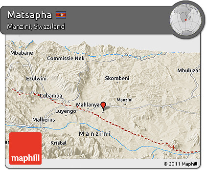 Shaded Relief Panoramic Map of Matsapha