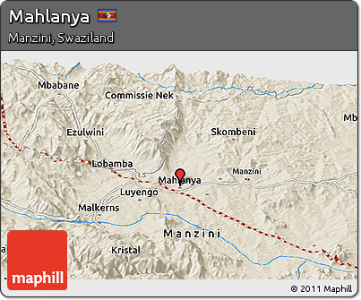 Shaded Relief Panoramic Map of Mahlanya