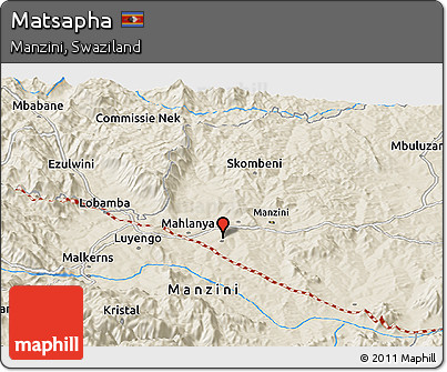Shaded Relief Panoramic Map of Matsapha