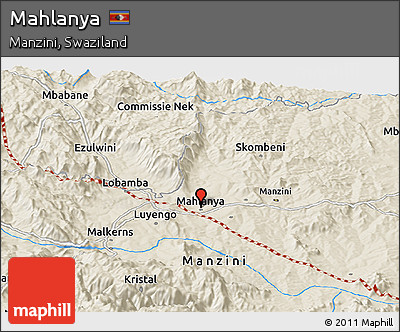 Shaded Relief Panoramic Map of Mahlanya