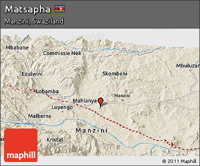 Shaded Relief Panoramic Map of Matsapha