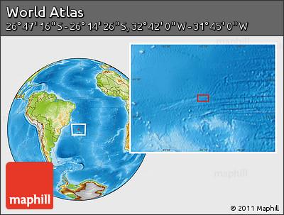 Physical Location Map of the Area around 26° 30' 51" S, 32° 13' 30" W
