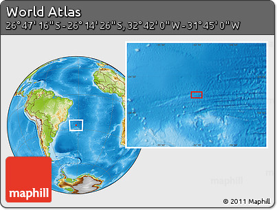 Physical Location Map of the Area around 26° 30' 51" S, 32° 13' 30" W