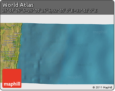 Satellite 3D Map of the Area around 26° 30' 51" S, 33° 13' 30" E