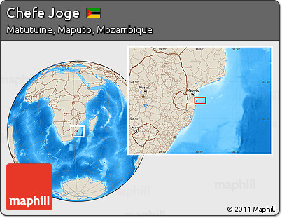 Shaded Relief Location Map of Chefe Joge