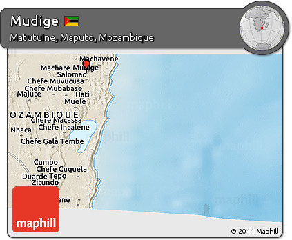 Shaded Relief Panoramic Map of Mudige