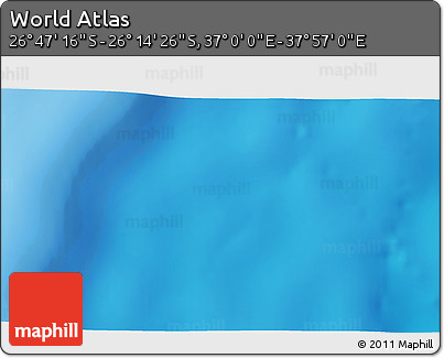 Physical 3D Map of the Area around 26° 30' 51" S, 37° 28' 30" E