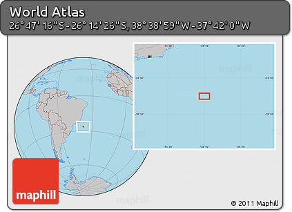 Gray Location Map of the Area around 26° 30' 51" S, 38° 10' 29" W