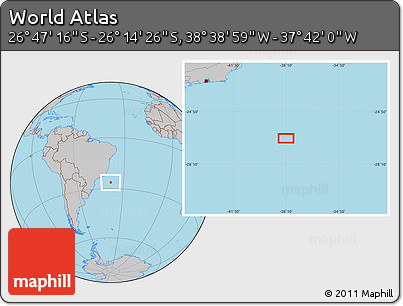 Gray Location Map of the Area around 26° 30' 51" S, 38° 10' 29" W