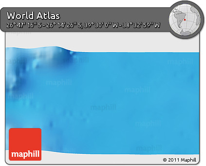 Shaded Relief 3D Map of the Area around 26° 30' 51" S, 39° 1' 29" W