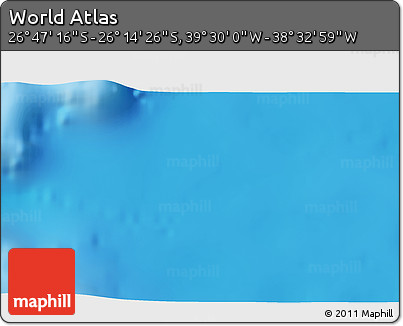 Shaded Relief 3D Map of the Area around 26° 30' 51" S, 39° 1' 29" W