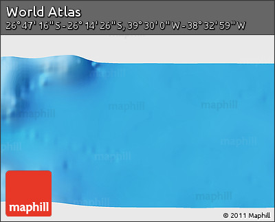 Shaded Relief 3D Map of the Area around 26° 30' 51" S, 39° 1' 29" W
