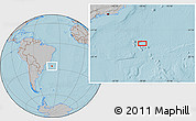 Gray Location Map of the area around 26° 30' 51" S, 39° 1' 29" W, hill shading