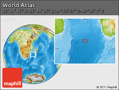 Physical Location Map of the Area around 26° 30' 51" S, 40° 1' 29" E