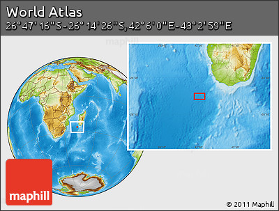 Physical Location Map of the Area around 26° 30' 51" S, 42° 34' 30" E