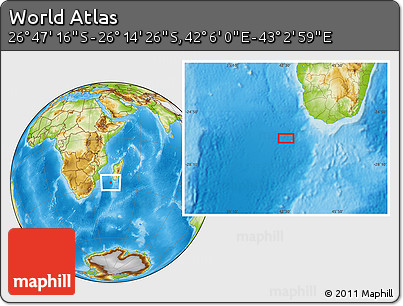 Physical Location Map of the Area around 26° 30' 51" S, 42° 34' 30" E