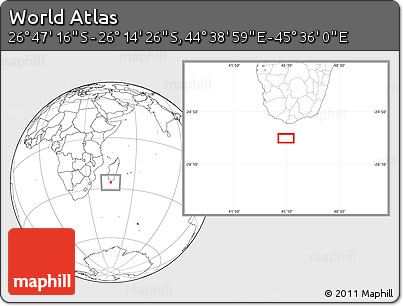 Blank Location Map of the Area around 26° 30' 51" S, 45° 7' 30" E