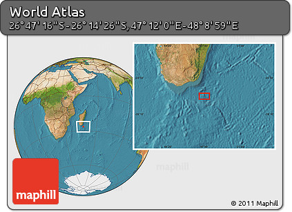 Satellite Location Map of the Area around 26° 30' 51" S, 47° 40' 29" E