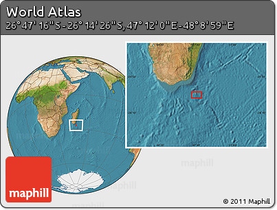 Satellite Location Map of the Area around 26° 30' 51" S, 47° 40' 29" E