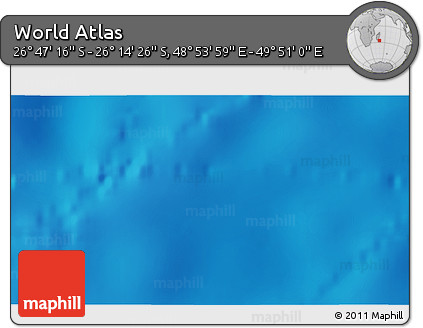 Physical 3D Map of the Area around 26° 30' 51" S, 49° 22' 30" E