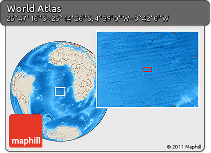 Shaded Relief Location Map of the Area around 26° 30' 51" S, 4° 10' 30" W