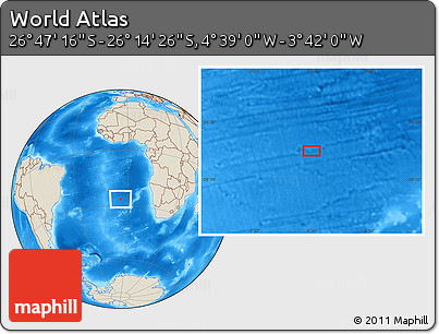 Shaded Relief Location Map of the Area around 26° 30' 51" S, 4° 10' 30" W